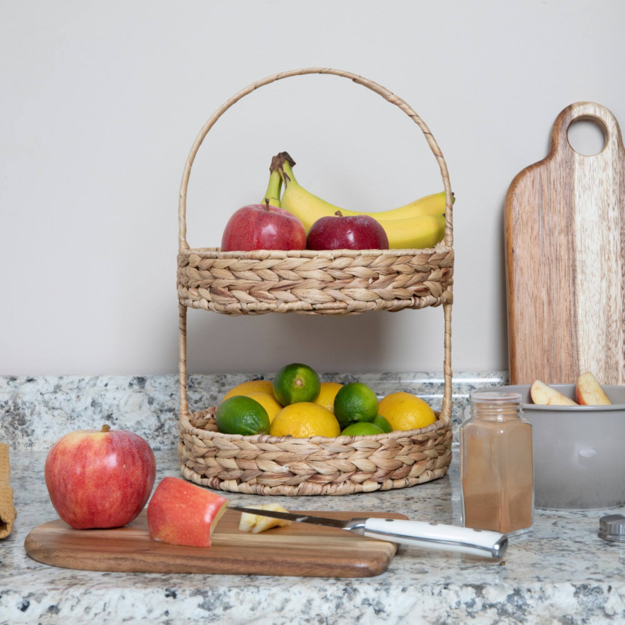 Household Essentials 15" Water Hyacinth 2-Tier Tray